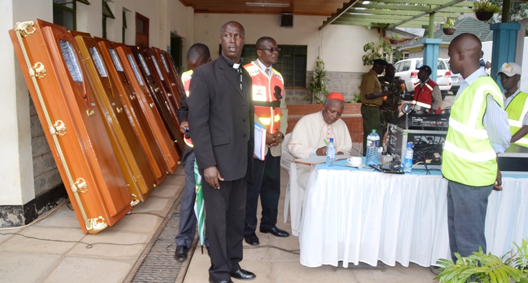 Cardinal John Njue at Nairobi's Chiromo mortuary