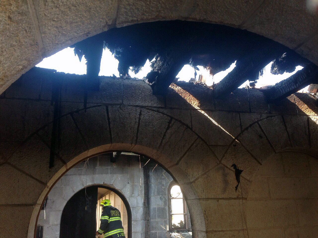 Fire damage to monastery adjacent to Church of Multiplicatio
