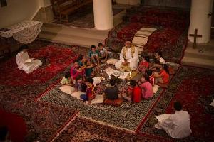 Liturgy with refugee children